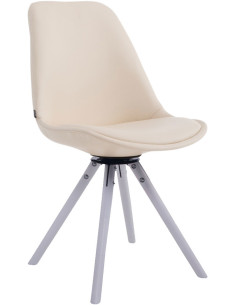 Chaise moderne pivotante en Polyuréthane Blanc crème Bois Blanc Elina - 1