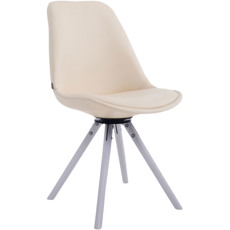 Chaise moderne pivotante en Polyuréthane Blanc crème Bois Blanc Elina - 1