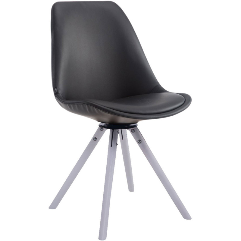 Chaise moderne pivotante en Polyuréthane Noir Bois Blanc Elina - 1