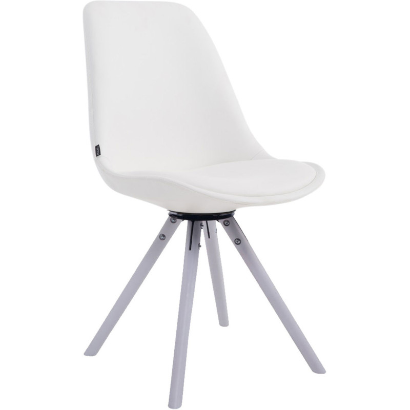 Chaise moderne pivotante en Polyuréthane Blanc Bois Blanc Elina - 1