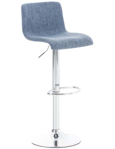 Tabouret de bar moderne en Tissu Bleu Métal Argenté Stano - 1
