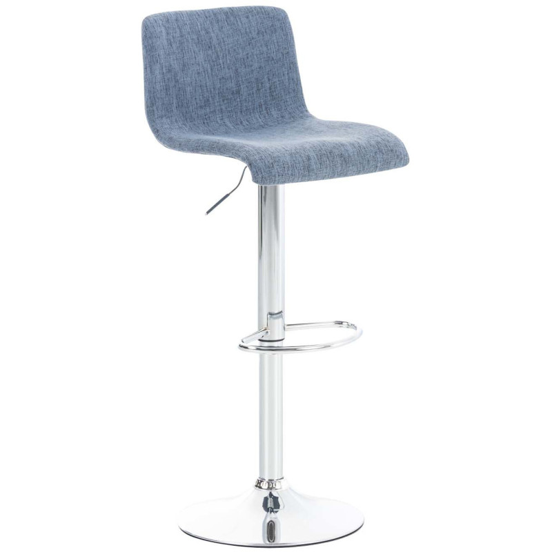 Tabouret de bar moderne en Tissu Bleu Métal Argenté Stano - 1