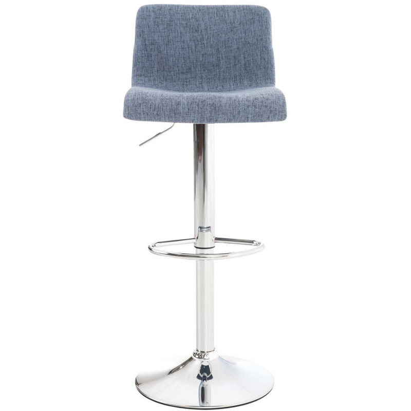 Tabouret de bar moderne en Tissu Bleu Métal Argenté Stano - 2