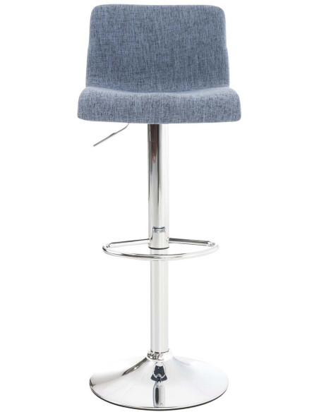 Tabouret de bar moderne en Tissu Bleu Métal Argenté Stano - 2