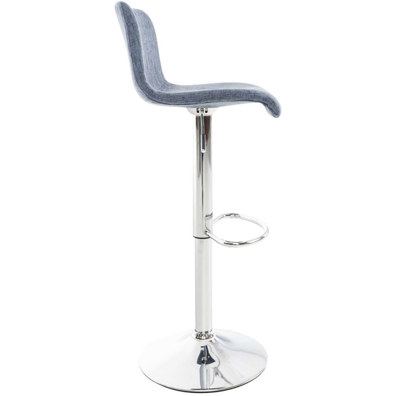 Tabouret de bar moderne en Tissu Bleu Métal Argenté Stano - 3