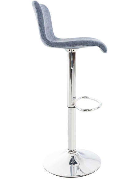 Tabouret de bar moderne en Tissu Bleu Métal Argenté Stano - 3