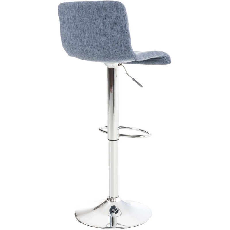 Tabouret de bar moderne en Tissu Bleu Métal Argenté Stano - 4