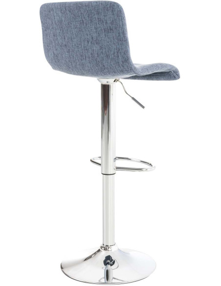 Tabouret de bar moderne en Tissu Bleu Métal Argenté Stano - 4