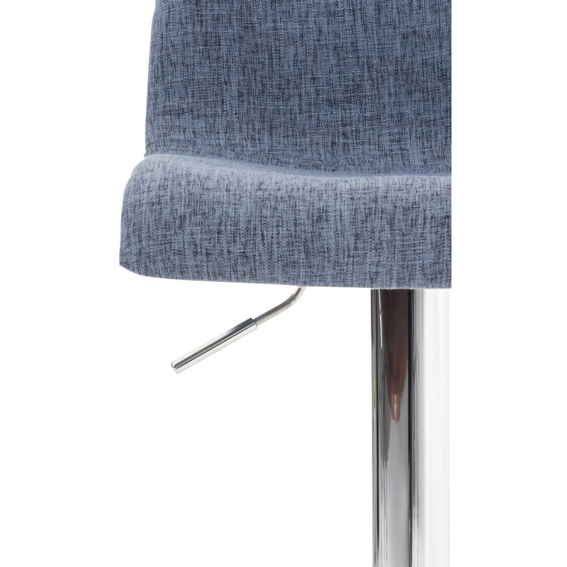 Tabouret de bar moderne en Tissu Bleu Métal Argenté Stano - 5