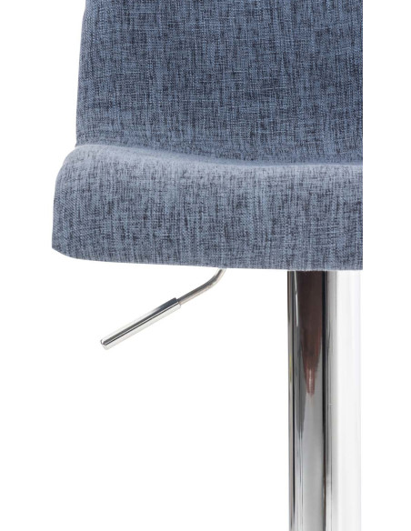 Tabouret de bar moderne en Tissu Bleu Métal Argenté Stano - 5