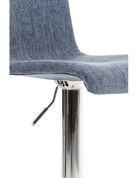 Tabouret de bar moderne en Tissu Bleu Métal Argenté Stano - 6