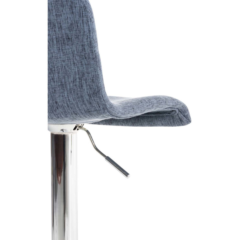 Tabouret de bar moderne en Tissu Bleu Métal Argenté Stano - 7