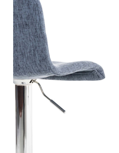 Tabouret de bar moderne en Tissu Bleu Métal Argenté Stano - 7