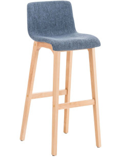 Tabouret de bar scandinave en Tissu Bleu Bois de hêtre Naturel Helyra - 1