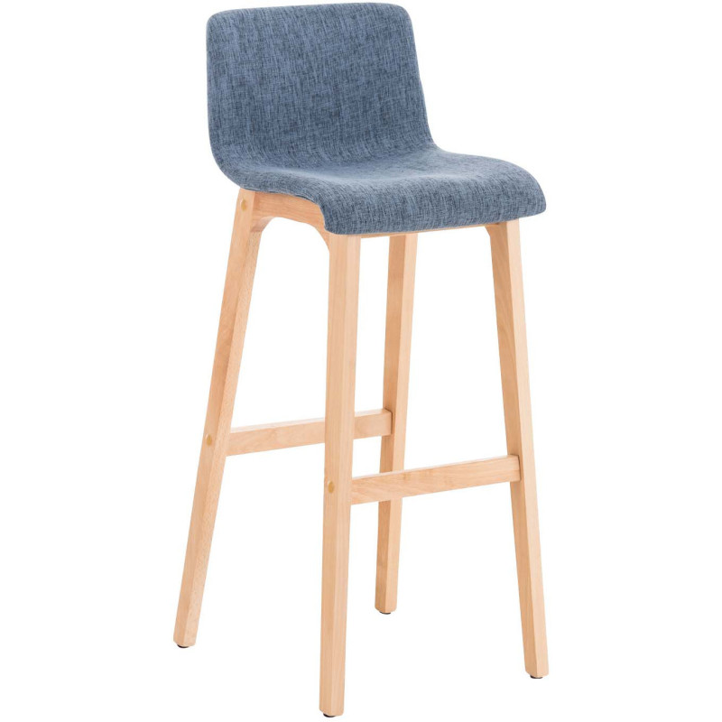 Tabouret de bar scandinave en Tissu Bleu Bois de hêtre Naturel Helyra - 1