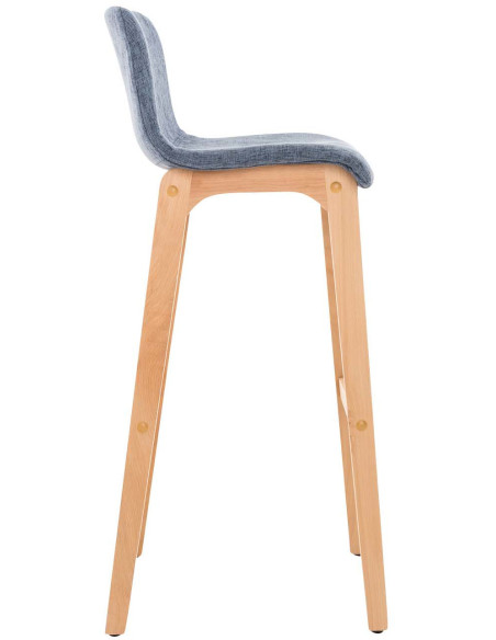 Tabouret de bar scandinave en Tissu Bleu Bois de hêtre Naturel Helyra - 3