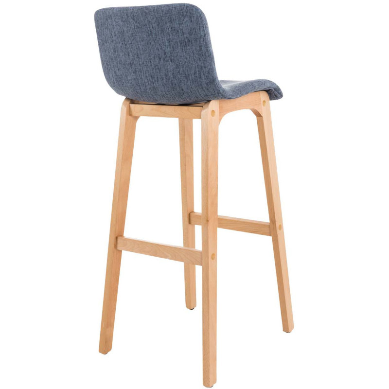 Tabouret de bar scandinave en Tissu Bleu Bois de hêtre Naturel Helyra - 4