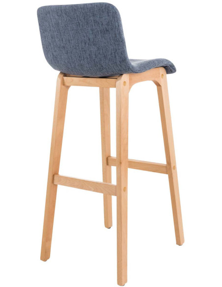 Tabouret de bar scandinave en Tissu Bleu Bois de hêtre Naturel Helyra - 4