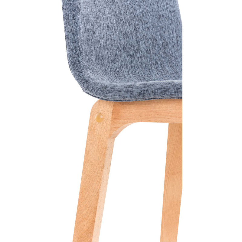 Tabouret de bar scandinave en Tissu Bleu Bois de hêtre Naturel Helyra - 5