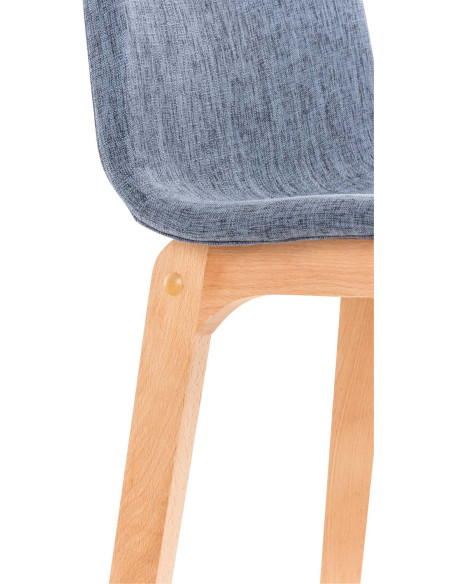 Tabouret de bar scandinave en Tissu Bleu Bois de hêtre Naturel Helyra - 5