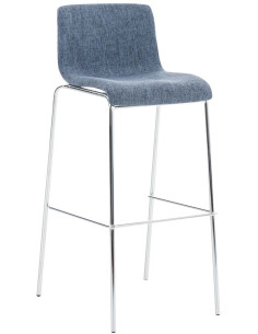 Tabouret de bar minimaliste en Tissu Bleu Métal Argenté Zavria - 1