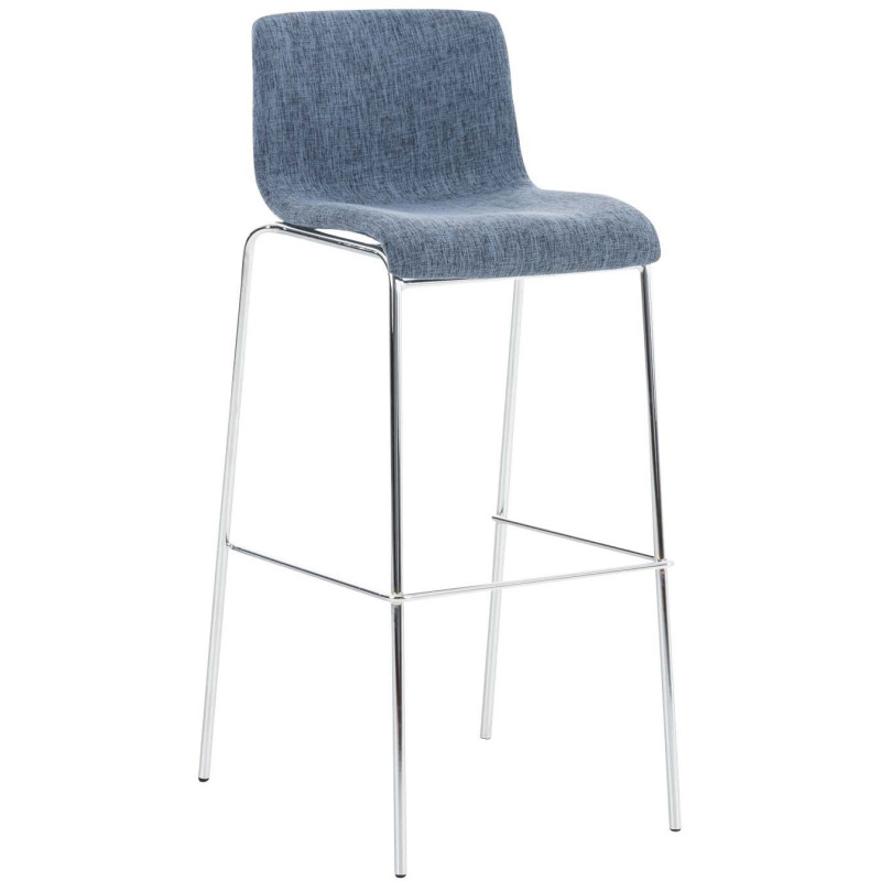 Tabouret de bar minimaliste en Tissu Bleu Métal Argenté Zavria - 1