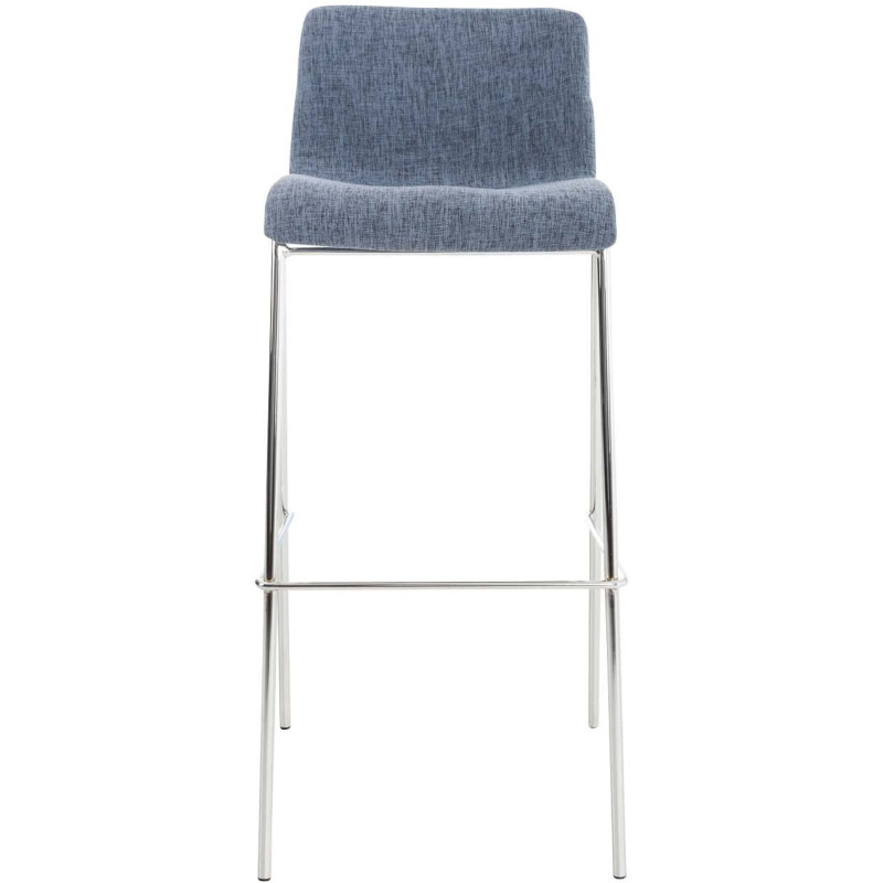 Tabouret de bar minimaliste en Tissu Bleu Métal Argenté Zavria - 2