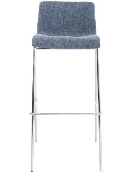 Tabouret de bar minimaliste en Tissu Bleu Métal Argenté Zavria - 2