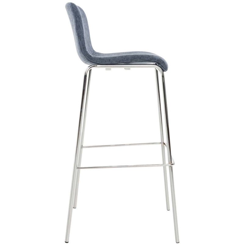 Tabouret de bar minimaliste en Tissu Bleu Métal Argenté Zavria - 3