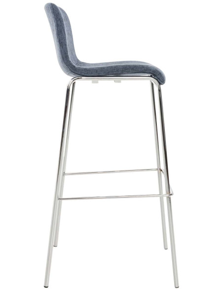 Tabouret de bar minimaliste en Tissu Bleu Métal Argenté Zavria - 3