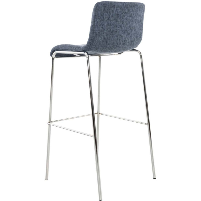 Tabouret de bar minimaliste en Tissu Bleu Métal Argenté Zavria - 4