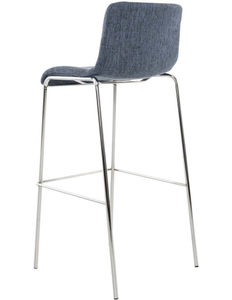 Tabouret de bar minimaliste en Tissu Bleu Métal Argenté Zavria - 4