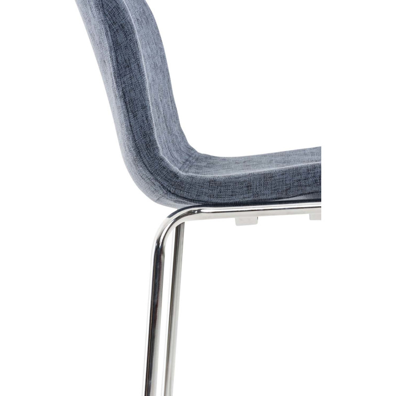 Tabouret de bar minimaliste en Tissu Bleu Métal Argenté Zavria - 5