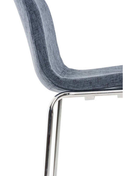 Tabouret de bar minimaliste en Tissu Bleu Métal Argenté Zavria - 5