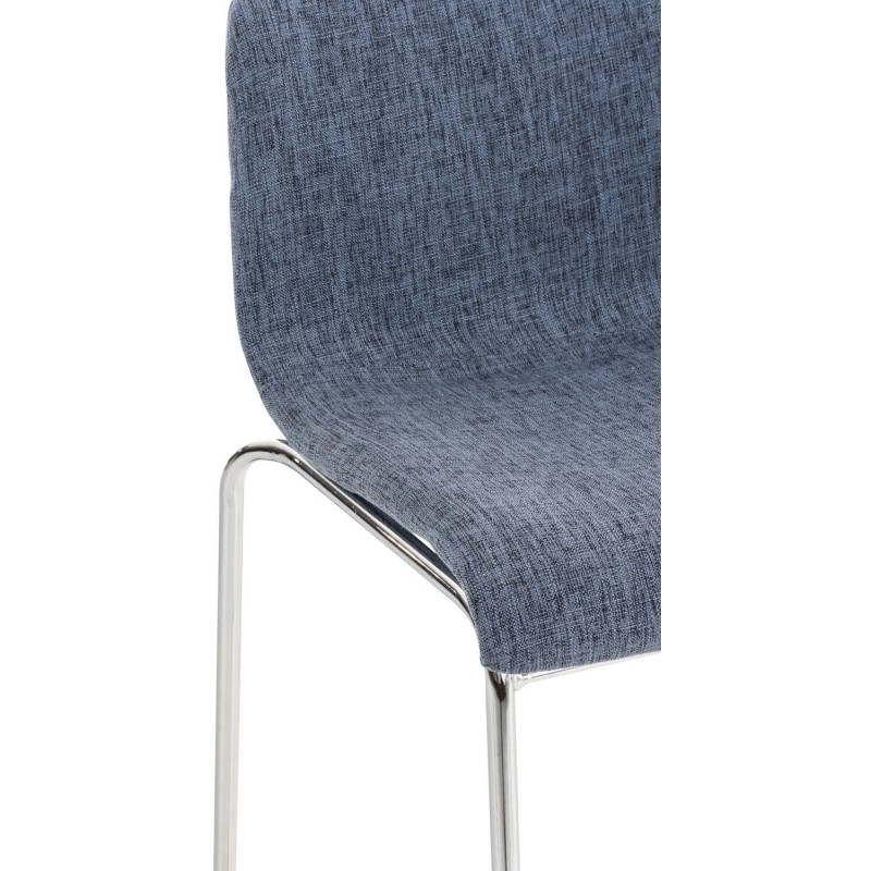 Tabouret de bar minimaliste en Tissu Bleu Métal Argenté Zavria - 6