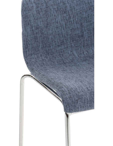 Tabouret de bar minimaliste en Tissu Bleu Métal Argenté Zavria - 6