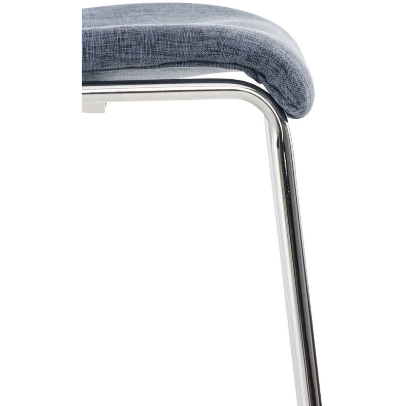 Tabouret de bar minimaliste en Tissu Bleu Métal Argenté Zavria - 7