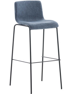 Tabouret de bar minimaliste en Tissu Bleu Métal Noir Zavria - 1