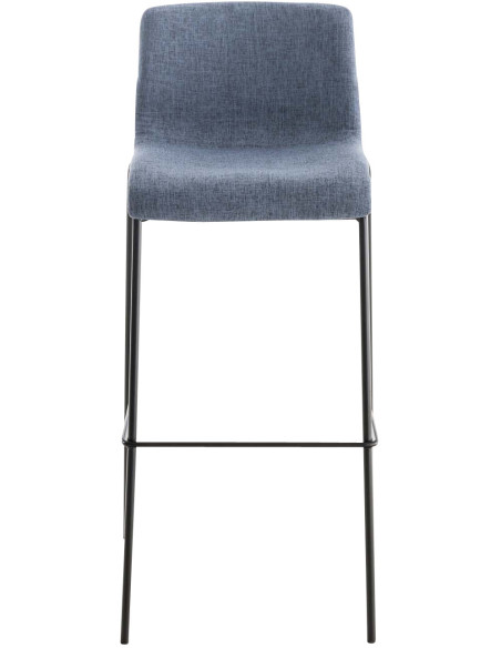Tabouret de bar minimaliste en Tissu Bleu Métal Noir Zavria - 2