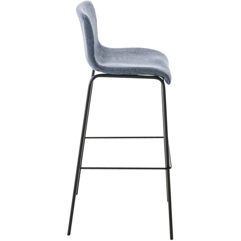 Tabouret de bar minimaliste en Tissu Bleu Métal Noir Zavria - 3