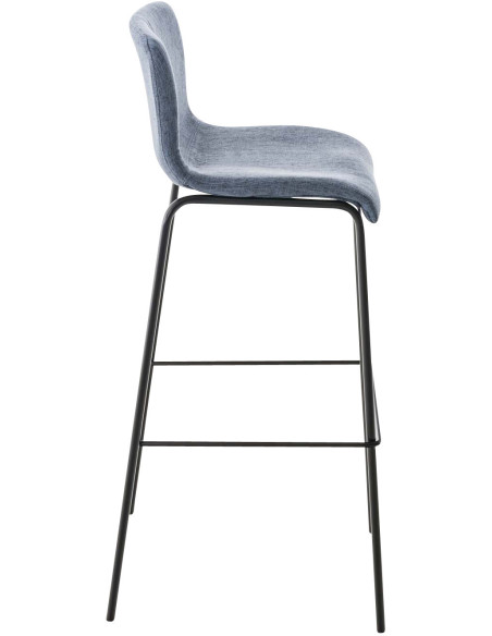 Tabouret de bar minimaliste en Tissu Bleu Métal Noir Zavria - 3