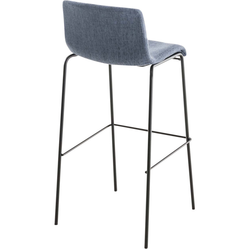 Tabouret de bar minimaliste en Tissu Bleu Métal Noir Zavria - 4