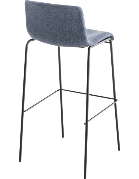 Tabouret de bar minimaliste en Tissu Bleu Métal Noir Zavria - 4