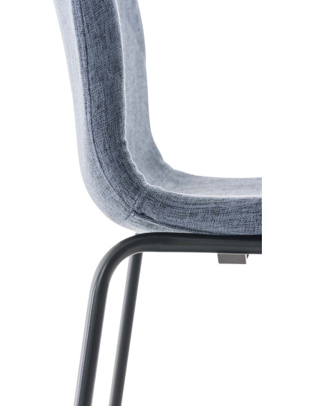 Tabouret de bar minimaliste en Tissu Bleu Métal Noir Zavria - 5