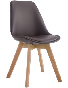 Chaise scandinave rembourée en Polyuréthane Marron Bois de hêtre Naturel Darvalis - 1