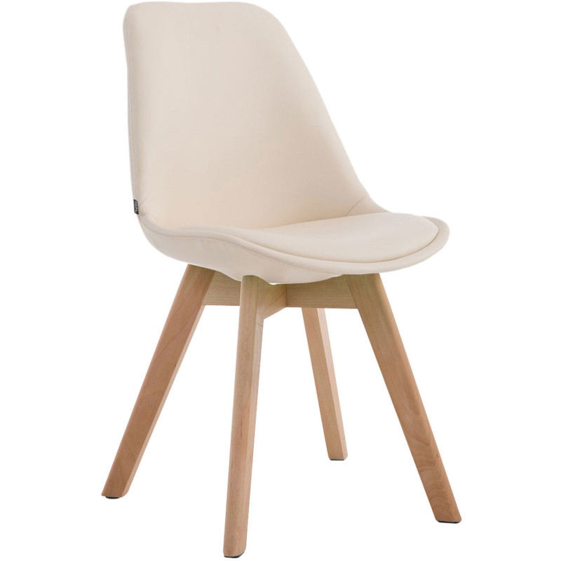 Chaise scandinave rembourée en Polyuréthane Blanc crème Bois de hêtre Naturel Darvalis - 1
