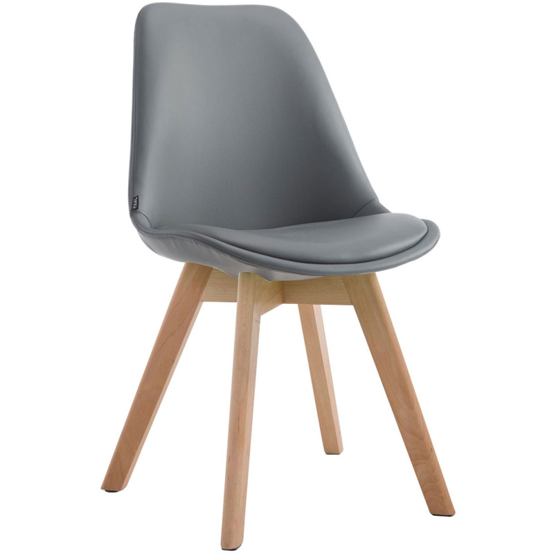 Chaise scandinave rembourée en Polyuréthane Gris Bois de hêtre Naturel Darvalis - 1