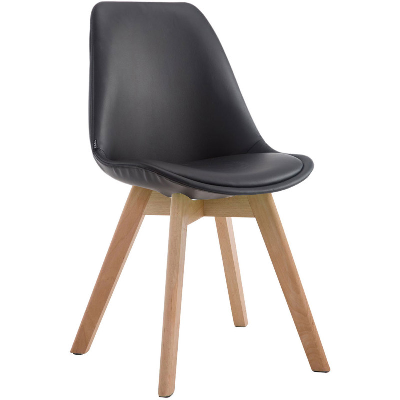 Chaise scandinave rembourée en Polyuréthane Noir Bois de hêtre Naturel Darvalis - 1