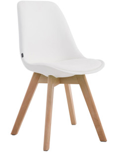 Chaise scandinave rembourée en Polyuréthane Blanc Bois de hêtre Naturel Darvalis - 1