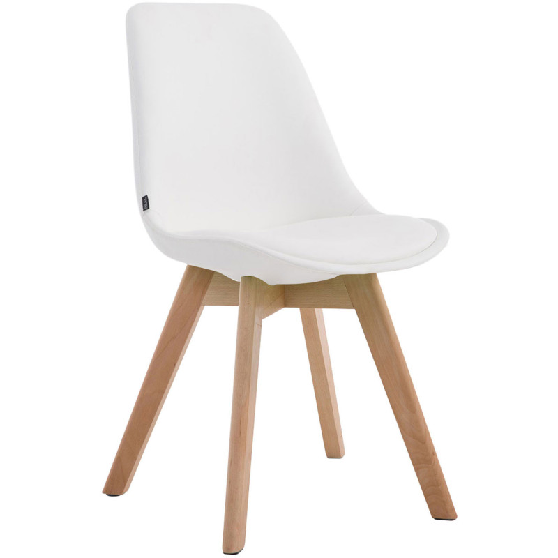 Chaise scandinave rembourée en Polyuréthane Blanc Bois de hêtre Naturel Darvalis - 1